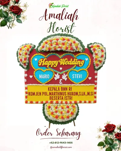 Karangan Papan Bunga Pernikahan di Meliling